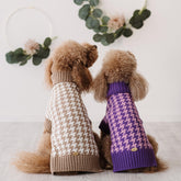 Maglioncino "Coco" | Rosa, Grigio, Cammello, Viola | Pied de Poule  in Lana Merino - per cani di piccola taglia